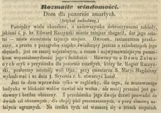 Artykuł zamieszczony w Gazecie Wielkiego Xięstwa Poznańskiego 13stycznia 1848