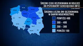 Średni czas oczekiwania w kolejce do psychiatry dziecięcego (NFZ)