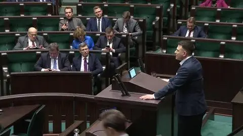 Sławomir Mentzen podczas debaty nad wnioskiem nieufności wobec Adama Bodnara