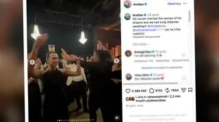 Taniec ze szklanką na głowie. Tak Dua Lipa bawiła się na weselu