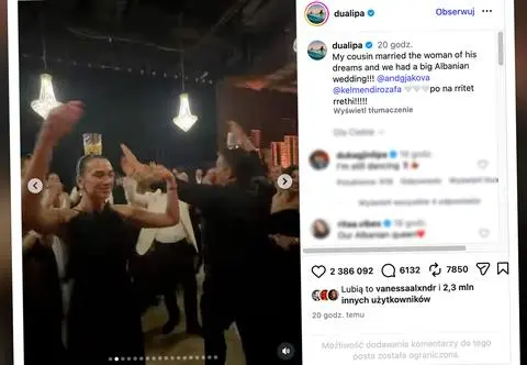 Taniec ze szklanką na głowie. Tak Dua Lipa bawiła się na weselu