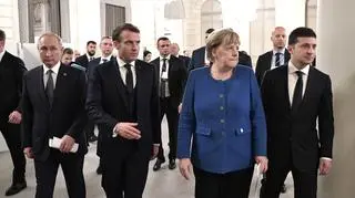 Władimir Putin, Emmanuel Macron, Angela Merkel i Wołodymyr Zełenski podczas spotkania w grudniu 2019 roku
