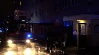 Pożar na dziewiątym piętrze bloku mieszkalnego w Toruniu
