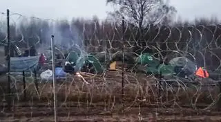 Obóz migrantów na granicy polsko-białoruskiej