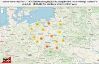 Mapa "szkół wolnych" od HiT-u. Stan na 31 sierpnia