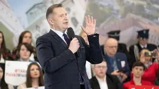 Przemysław Czarnek podczas konwencji samorządowej Prawa i Sprawiedliwości w miejscowości Biała w woj. lubelskim