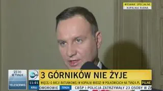 Prezydent o wstrząsie w kopalni KGHM