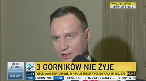 Prezydent o wstrząsie w kopalni KGHM