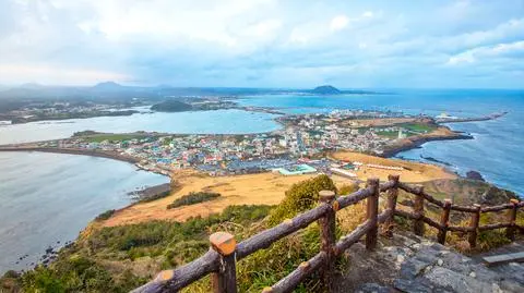Jeju city, South Korea. view from Sunrise Peak