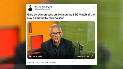 "Odgłosy seksu" w czasie transmisji na żywo. Gary Lineker: nie wiem, kto robi ten hałas