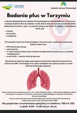 Ogłoszenie o możliwości wykonania badań w Torzymiu