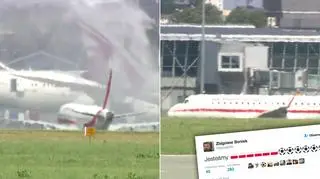 Wodny salut na powitanie.  Na piłkarzy czeka tłum kibiców