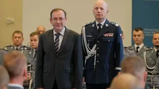 Minister spraw wewnętrznych i administracji Mariusz Kamiński, komendant Główny Policji gen. insp. Jarosław Szymczyk