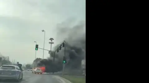 Pożar taksówki w Toruniu