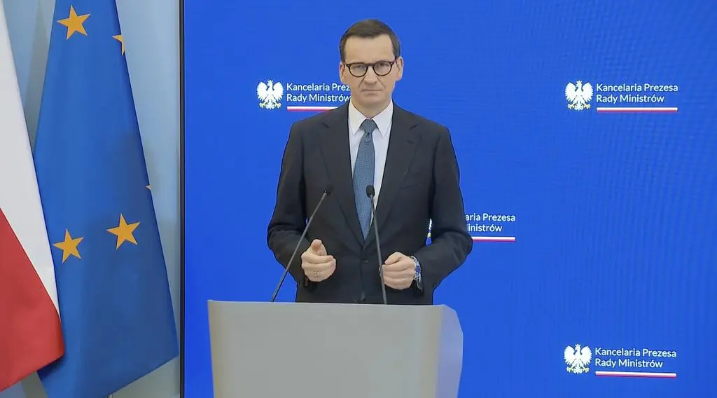 Mateusz Morawiecki w czasie konferencji