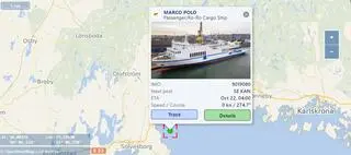 Położenie promu Marco Polo w niedzielę o godzinie 13