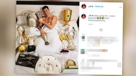 W łóżku i ze wszystkimi trofeami. Lewandowski podsumował rok