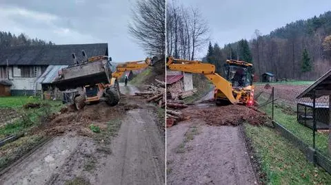 Pijany operator koparki uszkodził płot, podczas ucieczki zniszczył drogę.