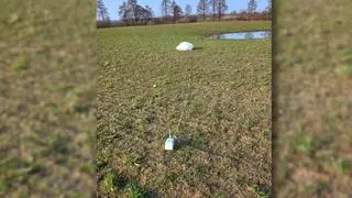 Balon, który spadł na pole koło Ostródy