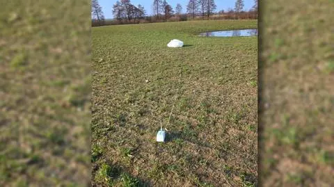 Balon, który spadł na pole koło Ostródy