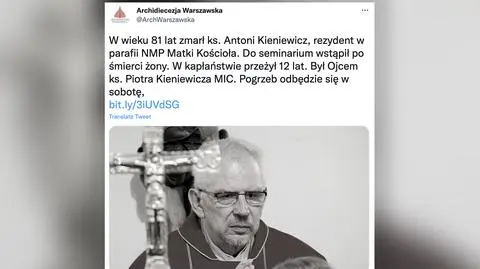 Nie żyje ksiądz Antoni Kieniewicz. Święcenia kapłańskie przyjął w wieku 69 lat