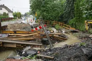 Zalana droga w Bielsku-Białej