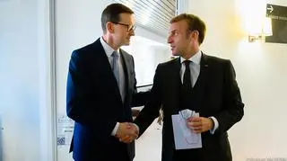 Mateusz Morawiecki and Emmanuel Macron in Brussels