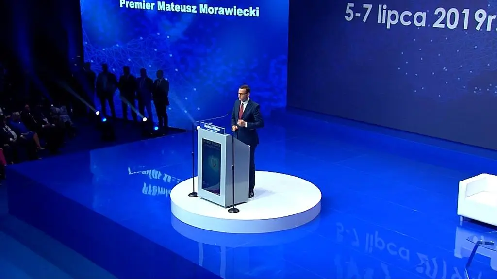 Premier Morawiecki przemawiał w sobotę podczas konwencji PiS w Katowicach