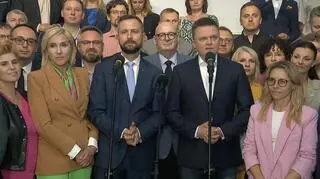 Liderzy obu ugrupowań na konferencji prasowej