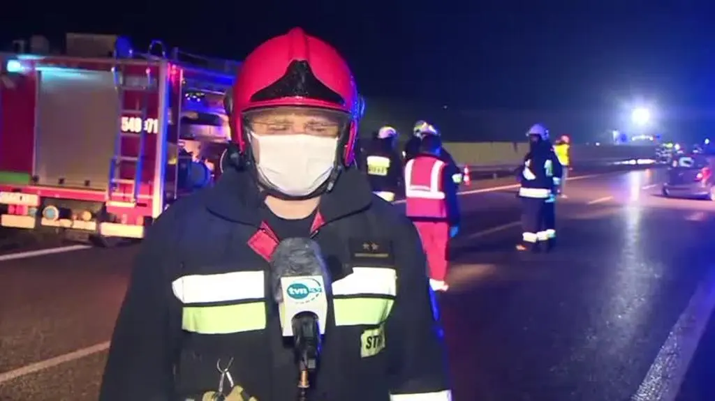 Zderzenie czterech samochodów na autostradzie A1