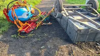 Z przyczepki wypadł opryskiwacz