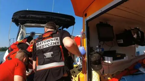 Akcja ratownicza na jeziorze w Mikołajkach