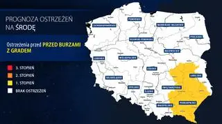 Prognoza zagrożeń meteorologicznych na środę