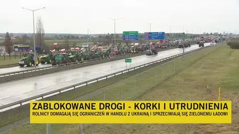 Protest rolników na A2 w Wielkopolsce