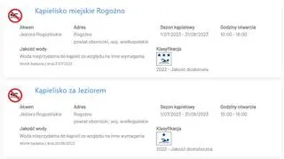 Informacja o kąpieliskach w Rogoźnie