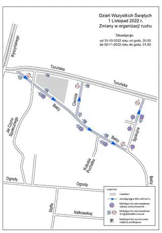 Bydgoszcz. Organizacja ruchu wokół cmentarza przy ul. Toruńskiej