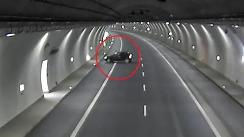 Nieodpowiedzialny kierowca w tunelu na zakopiance