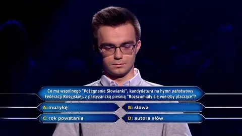 Pytanie w "Milionerach" o "Pożegnanie Słowianki" i "Rozszumiały się wierzby płaczące"