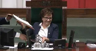 Marszałek Sejmu Elżbieta Witek nie mogła powstrzymać się od śmiechu