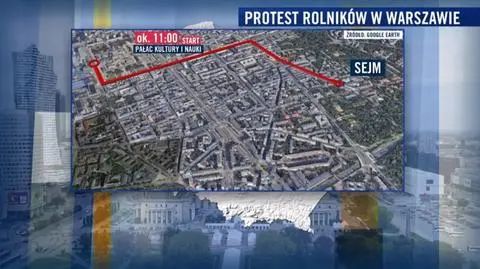 Protest rolników - trasa