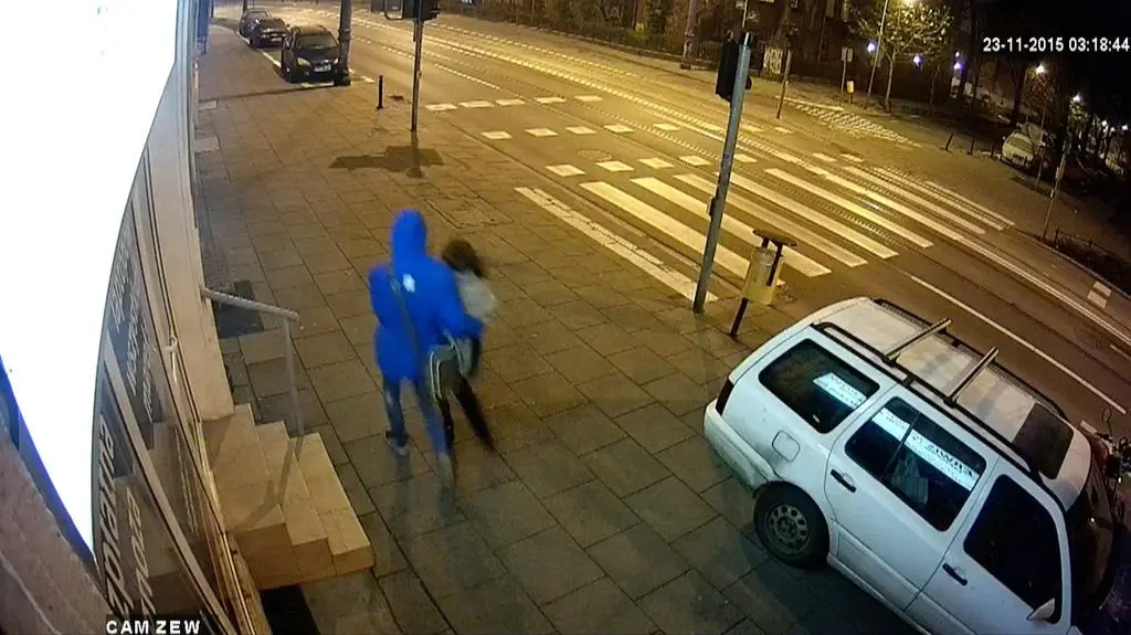 Ewa Tylman i mężczyzna w niebieskiej kurtce