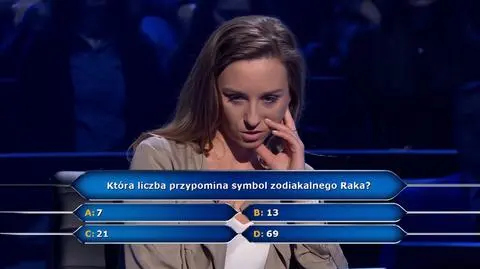 Pytanie w "Milionerach" o liczbę, która przypomina symbol zodiakalnego Raka