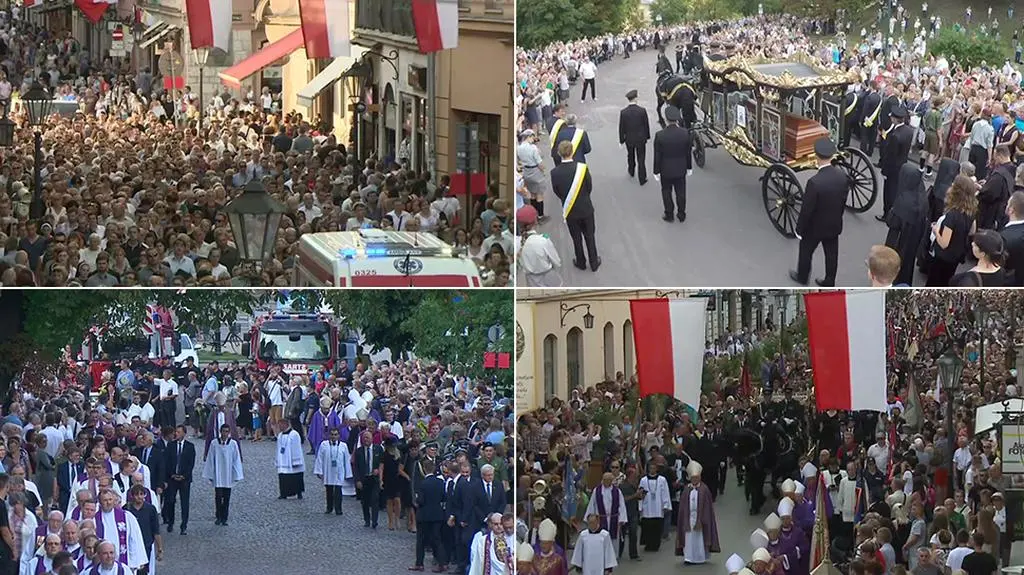 Kondukt żałobny z ciałem kard. Franciszka Macharskiego w drodze na Wawel