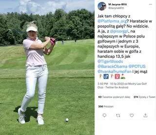 Aktualnie czytasz: Radna PiS opublikowała zdjęcie z pola golfowego. "Haratacie w pospolitą gałę?", "jestem elitą"