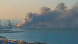 W Berdiańsku zniszczono duży okręt desantowy rosyjskiej Floty Czarnomorskiej