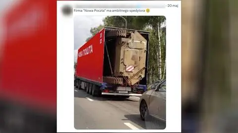 Ukraińska firma kurierska przewozi wozy bojowe tirami? Na zdjęciu nie wszystko się zgadza  