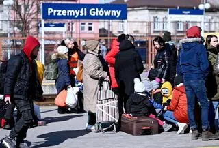 Refugees from Ukraine at Przemyśl Main railway station