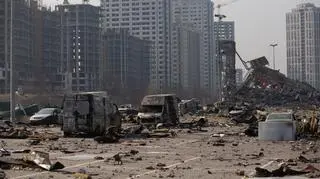 Centrum handlowe w Kijowie zburzone po ataku rakietowym w marcu 2022 roku