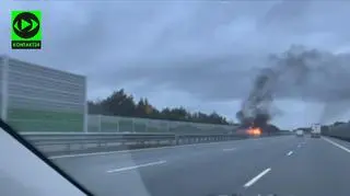 Pożar samochodu na autostradzie A1