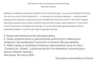 Komunikat ws. biskupa Janiaka